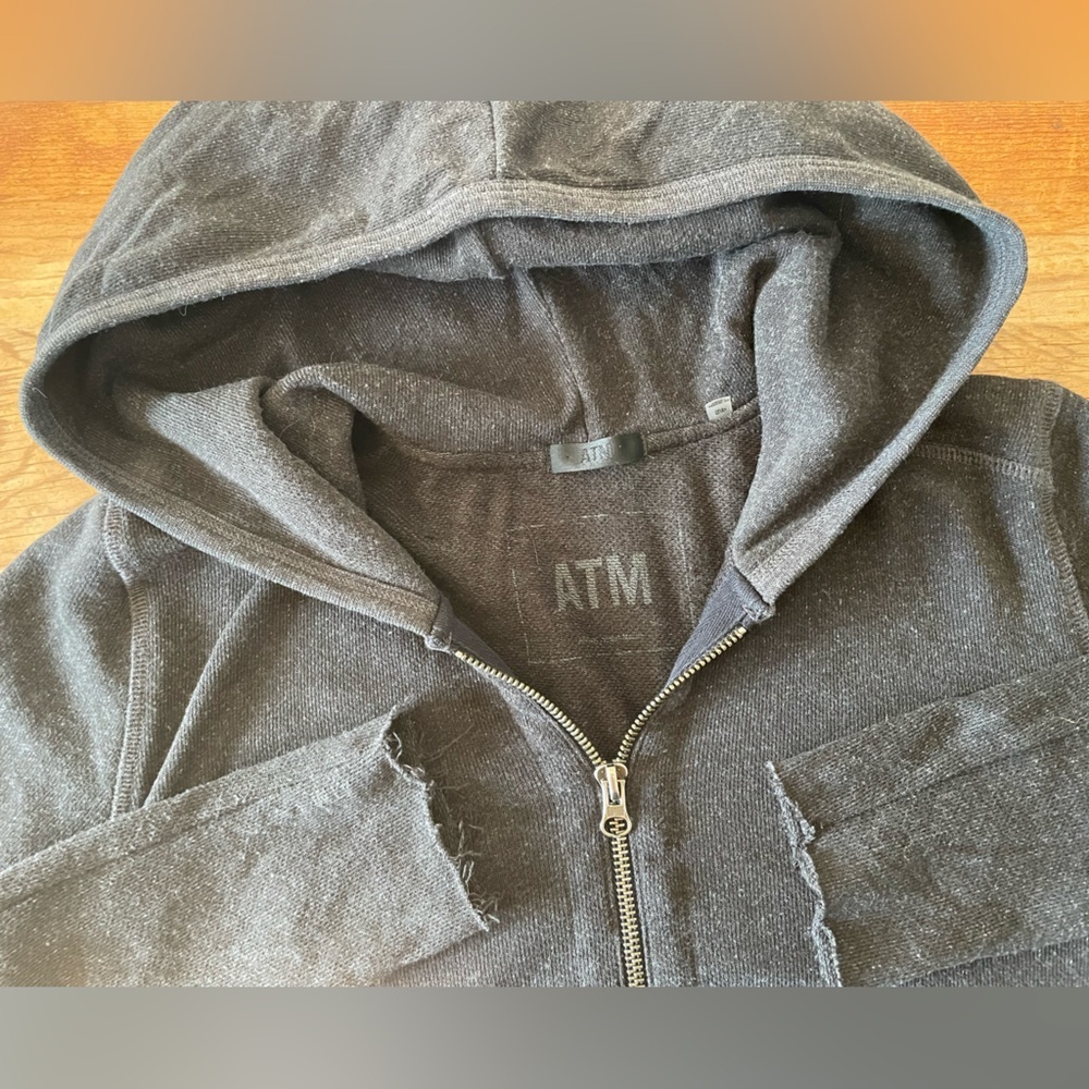ATM Anthony Thomas Melillo French Terry Zip-Up Hoodie Sweatshirt Grey Women’s S